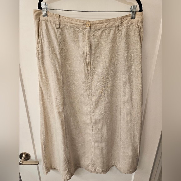 NWOT - Talbots Linen Oatmeal Midi Skirt - Size 12 - Picture 2 of 8